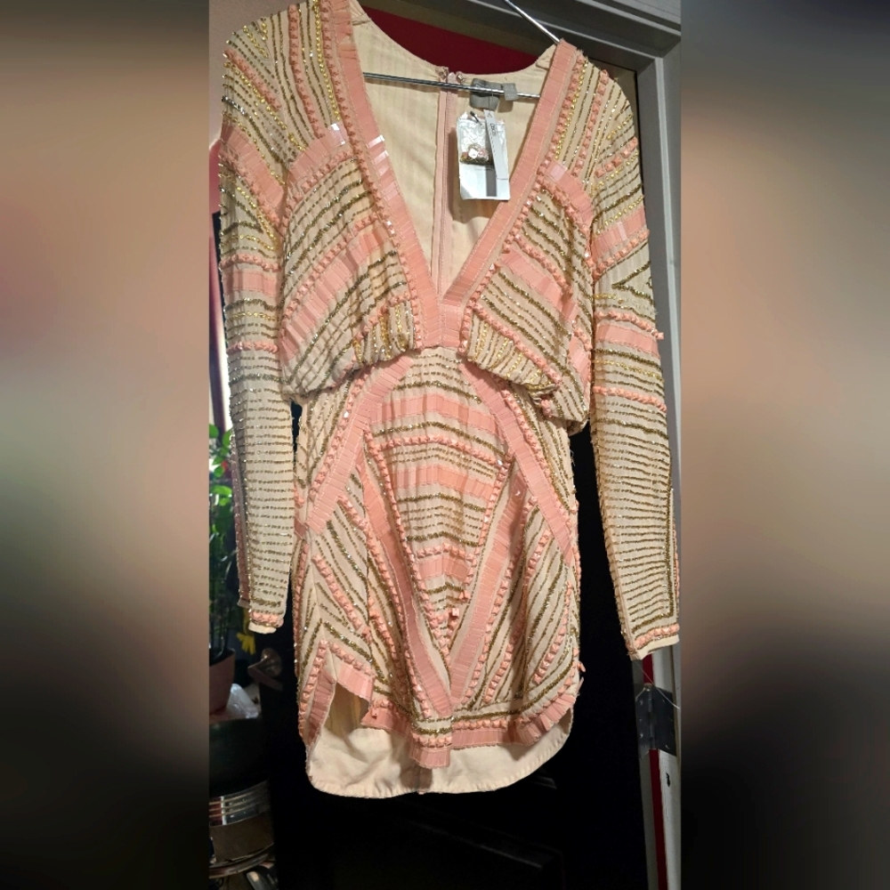ASOS Light Pink Dress with Metallic Details